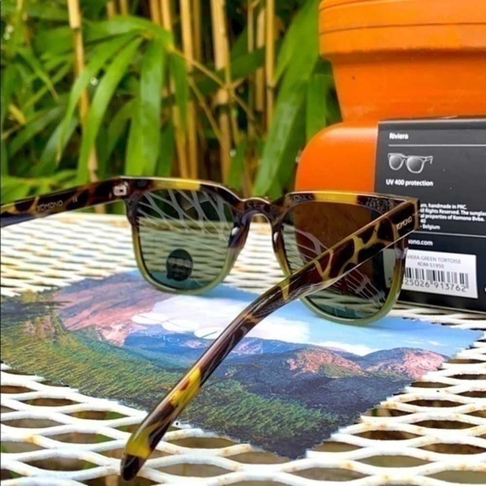 KOMONO Riviera Green Tortoise Sunglasses NEW - Picture 6 of 16